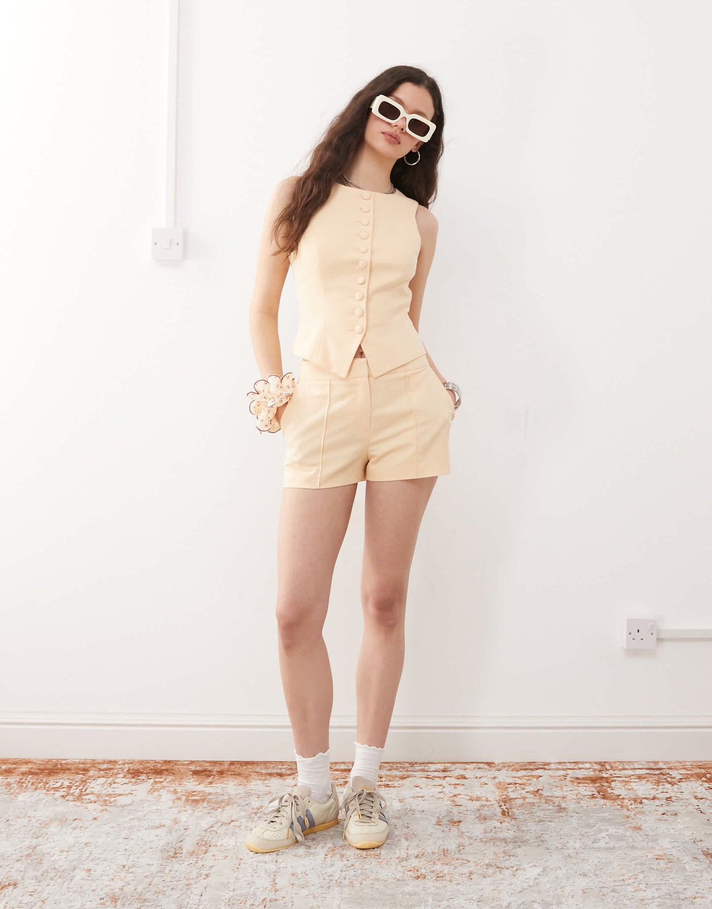 Miss Selfridge co-ord tailored waistcoat in buttermilk