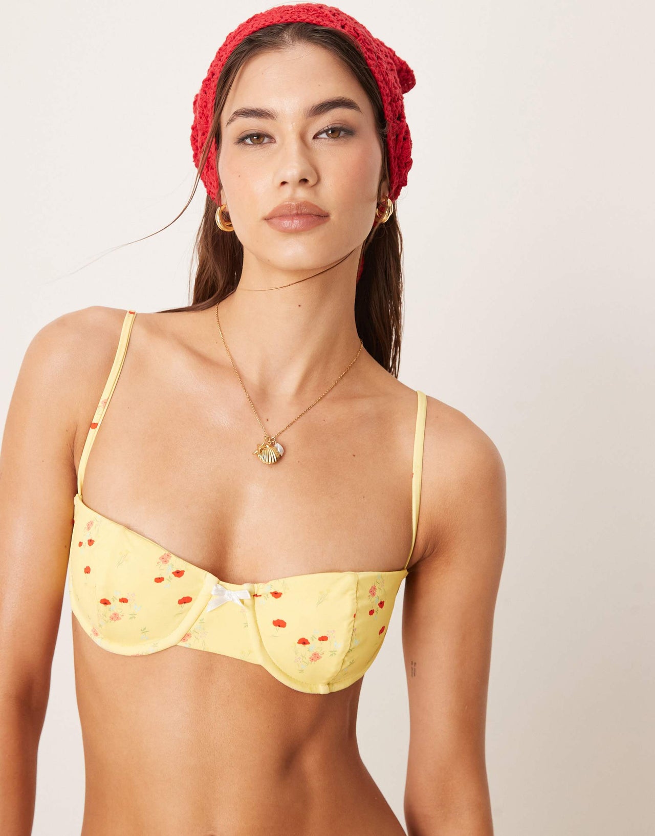 Dippin Daisys Exclusive mix and match rosewater floral print underwire bikini top in yellow