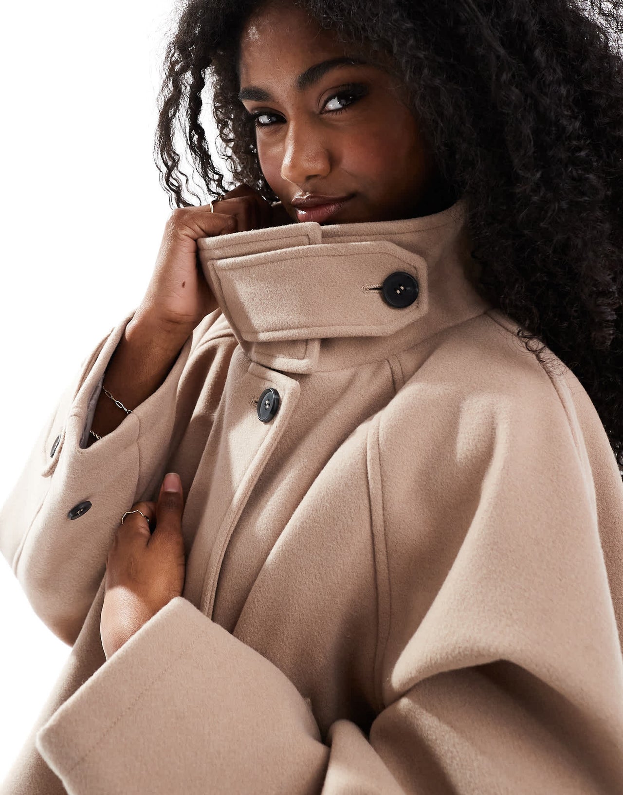 ASOS DESIGN cropped cape formal coat in dusty rose