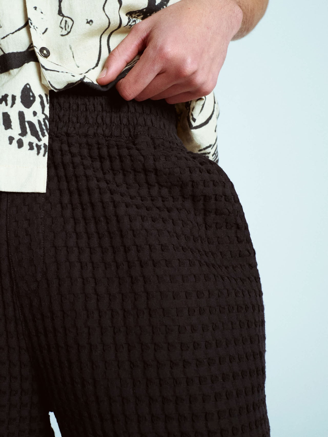 Topman textured grid check short co-ord in black