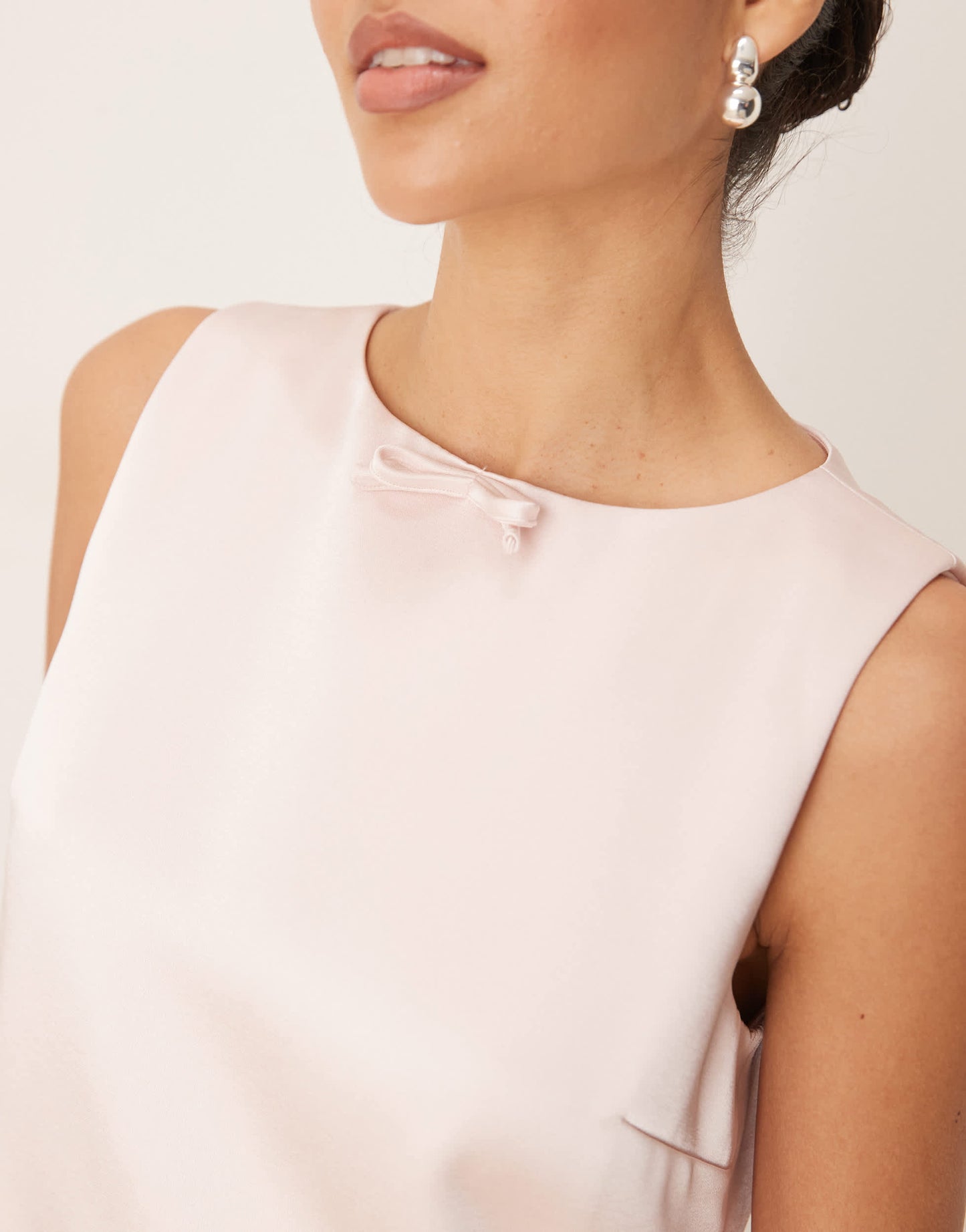 Six Stories satin mini shift dress in peony pink