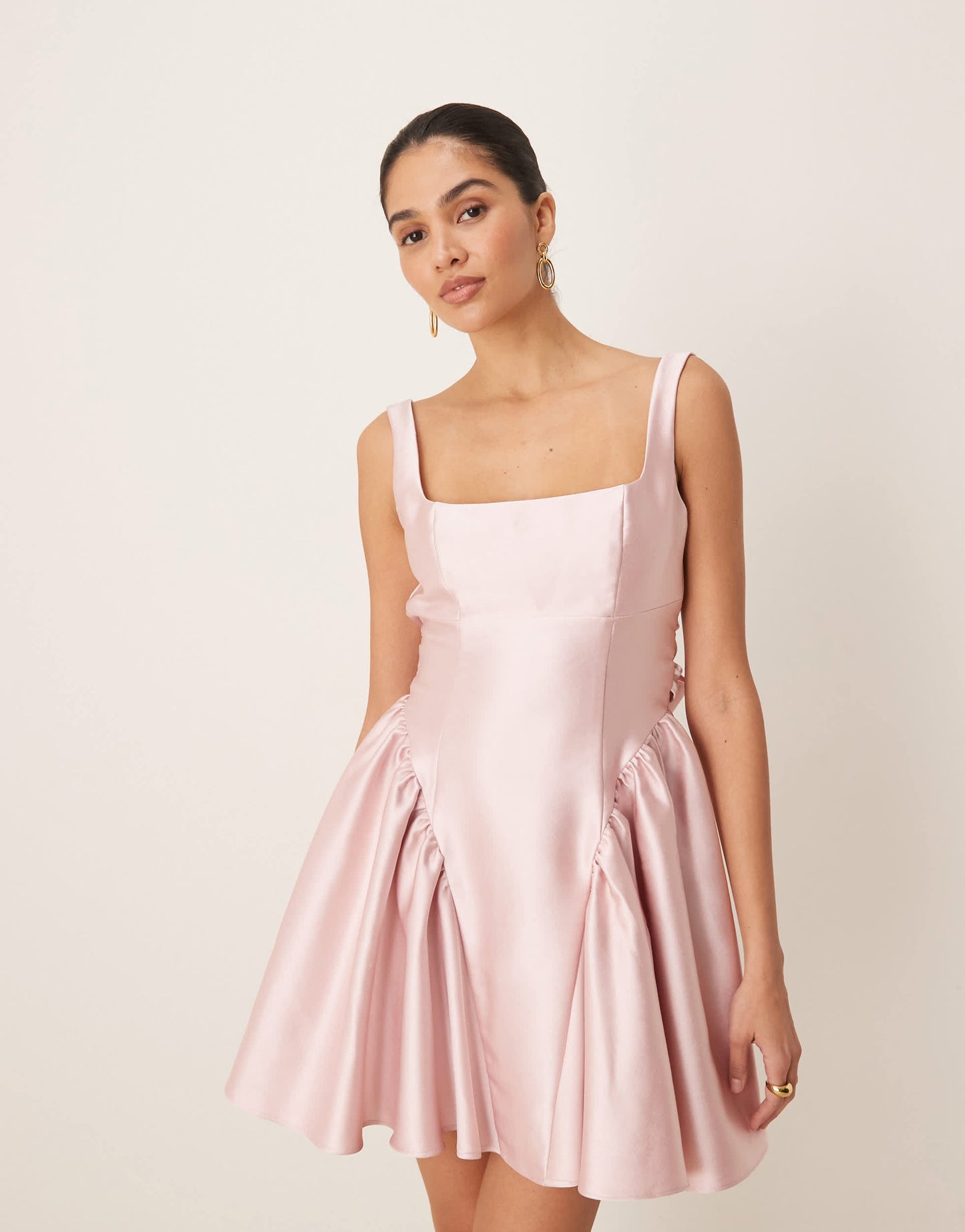 Six Stories drop hem mini dress in powder pink