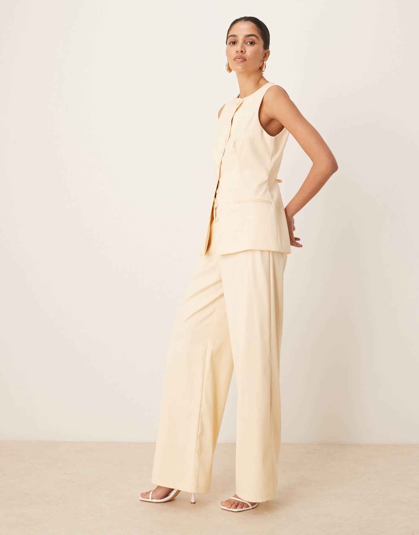 Six Stories tailored trouser co-ord in lemon