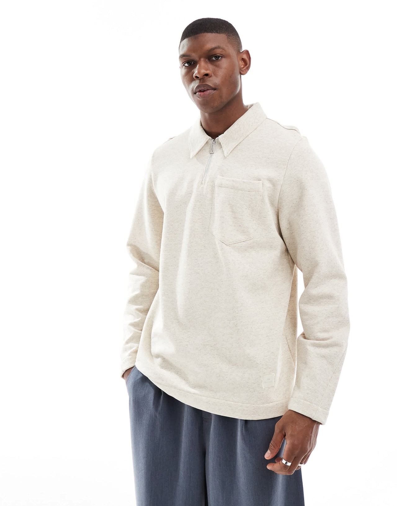 PS Paul Smith half zip polo sweatshirt with patch logo in sand