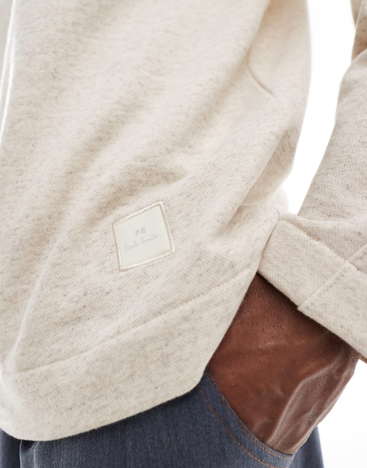 PS Paul Smith half zip polo sweatshirt with patch logo in sand