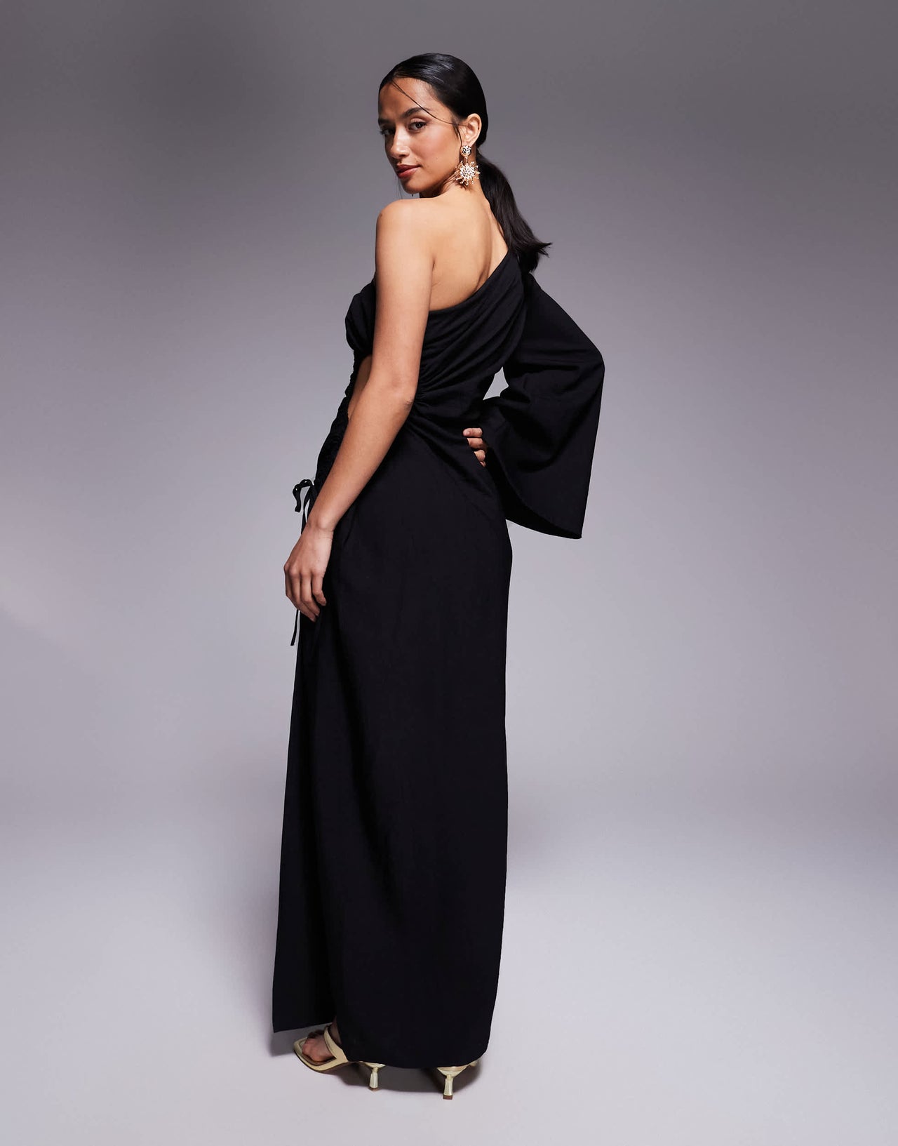 ASOS DESIGN Petite cutout channel maxi dress in black