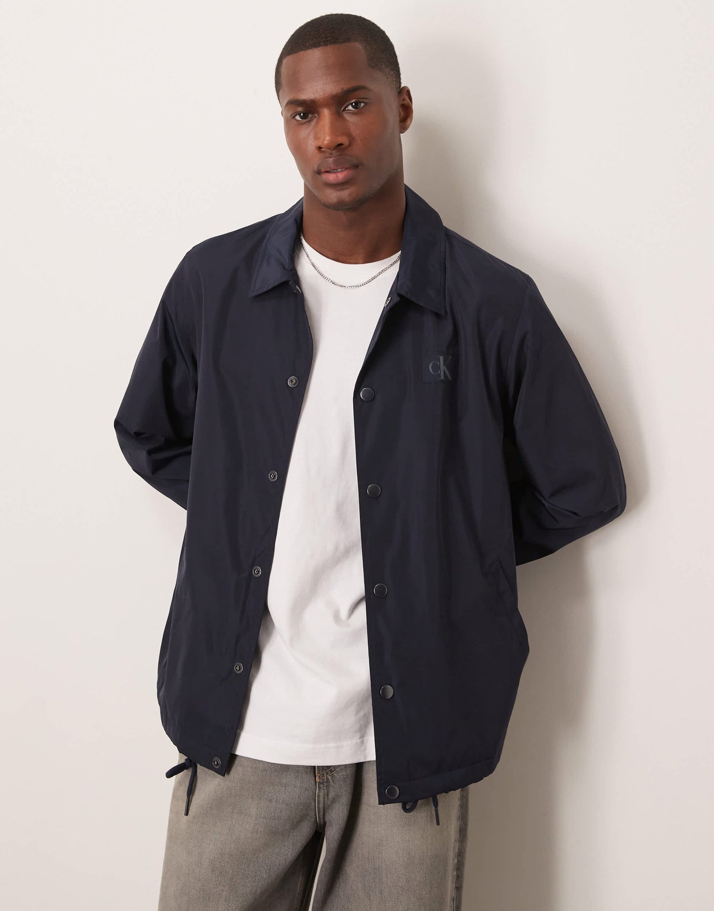 Calvin Klein Jeans nylon coach jacket in navy