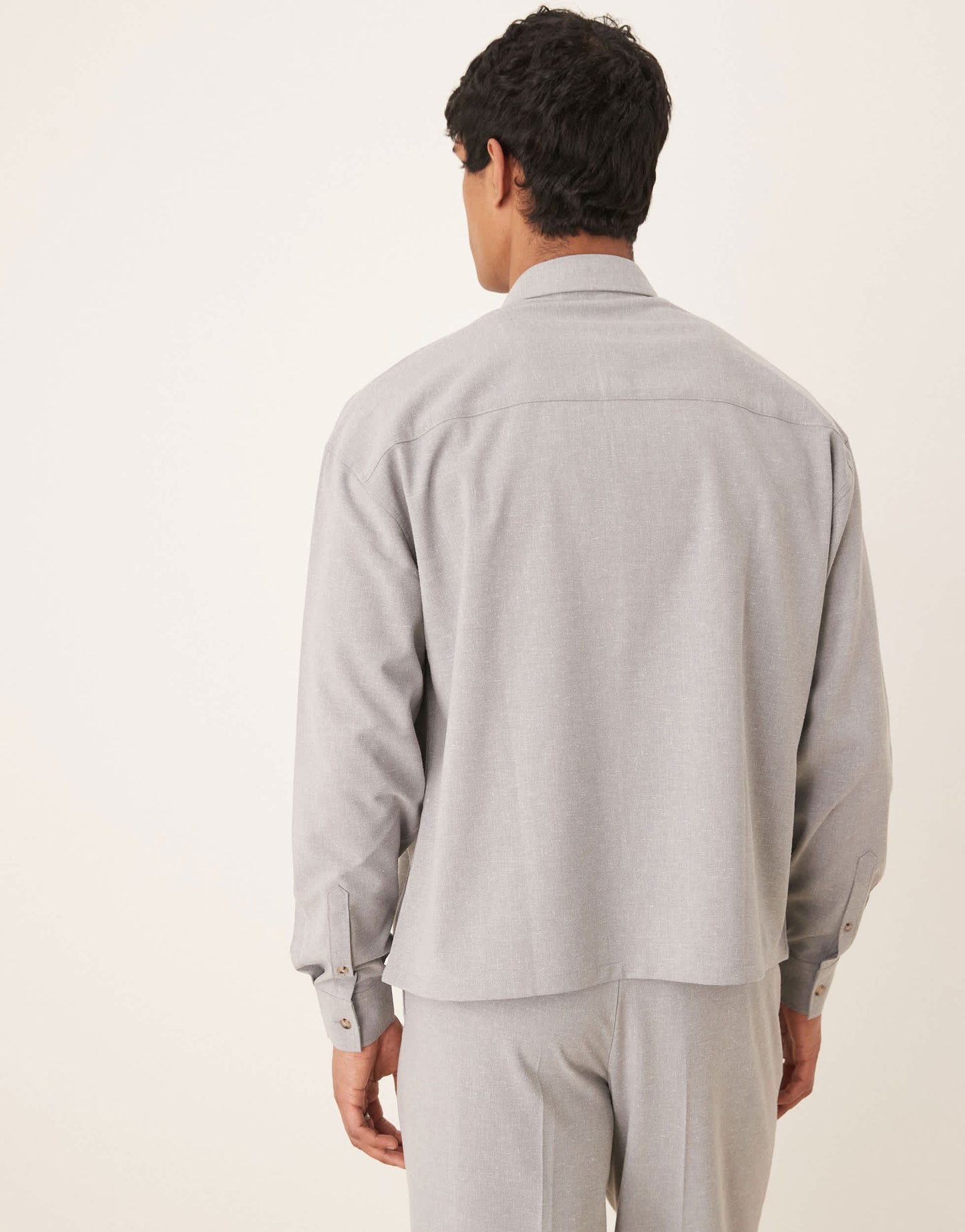 ASOS DESIGN co-ord boxy oversized linen blend cropped shirt in grey