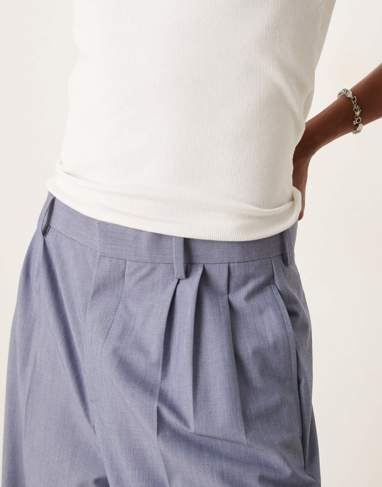 ASOS DESIGN smart co-ord wide leg trousers with triple pleats in light blue