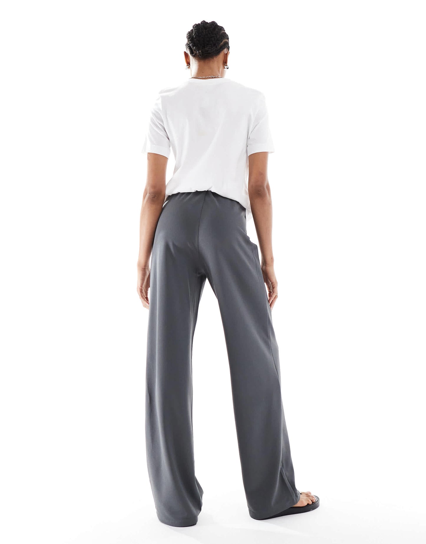Vero Moda Tall loose pull on trousers in grey pinstripe