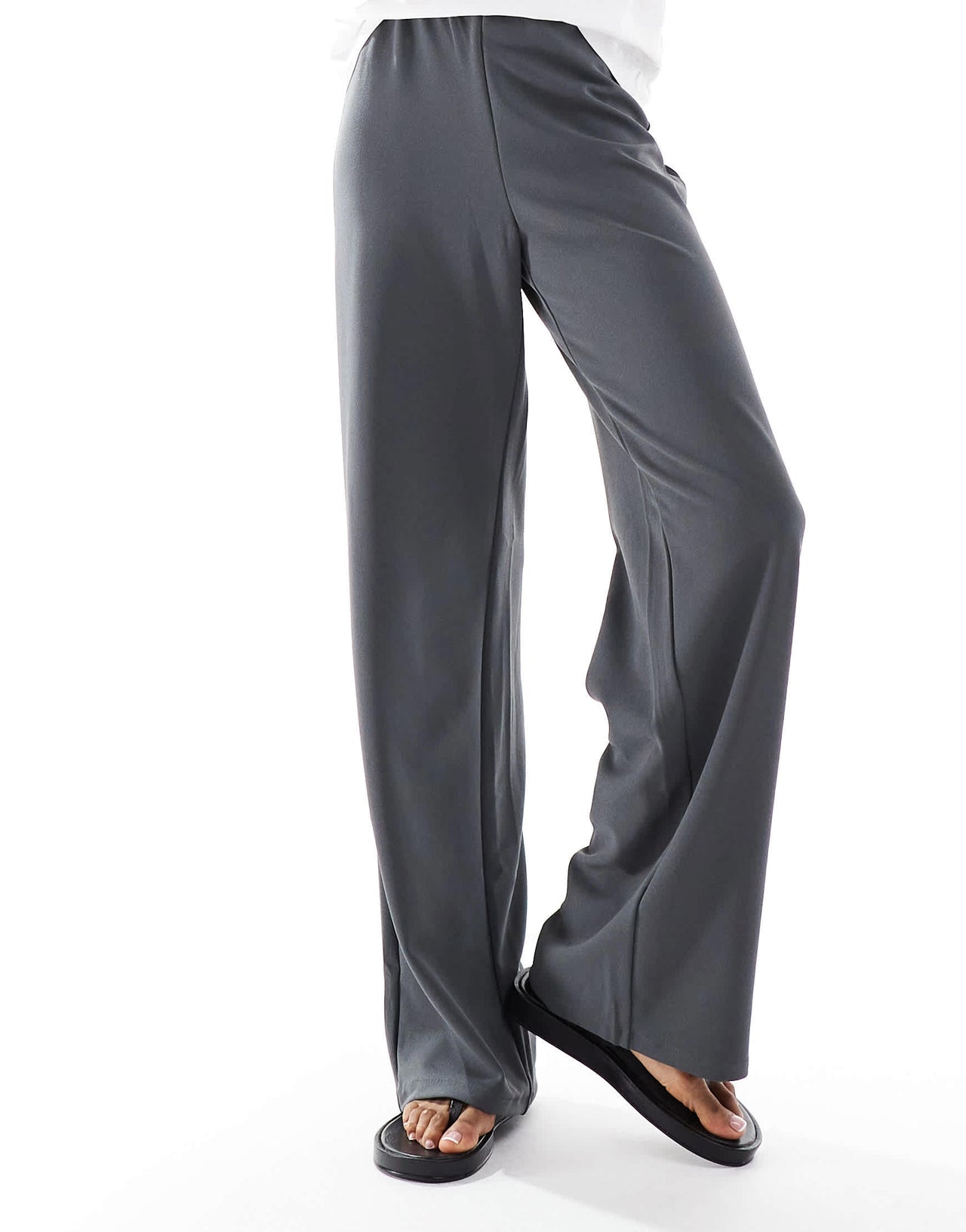 Vero Moda Tall loose pull on trousers in grey pinstripe