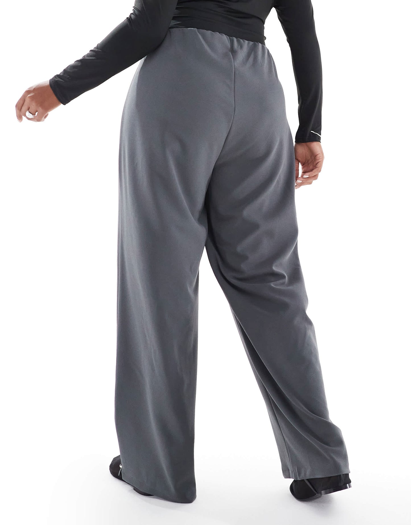 Vero Moda Curve loose pull on trousers in grey pinstripe