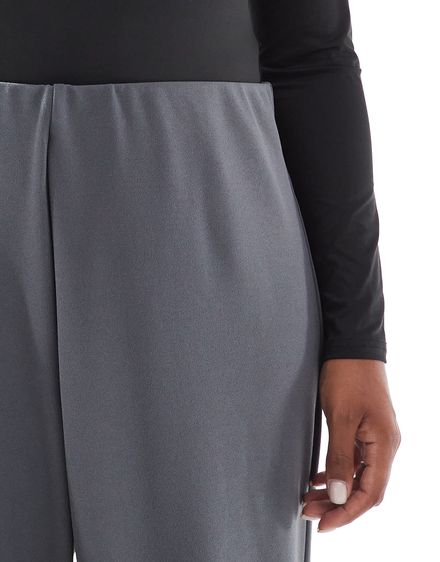 Vero Moda Curve loose pull on trousers in grey pinstripe