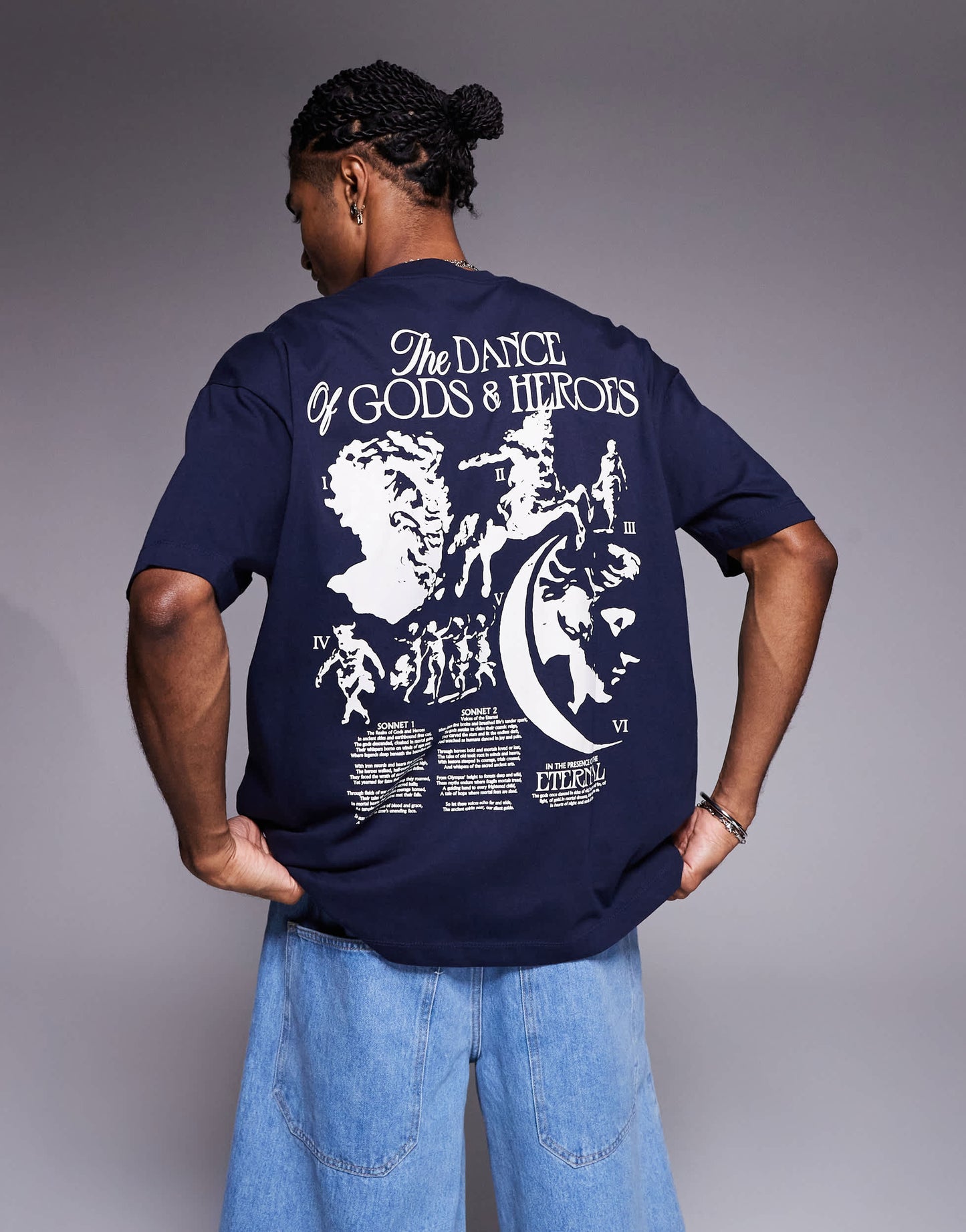 ASOS DESIGN oversized t-shirt with back graphic in navy
