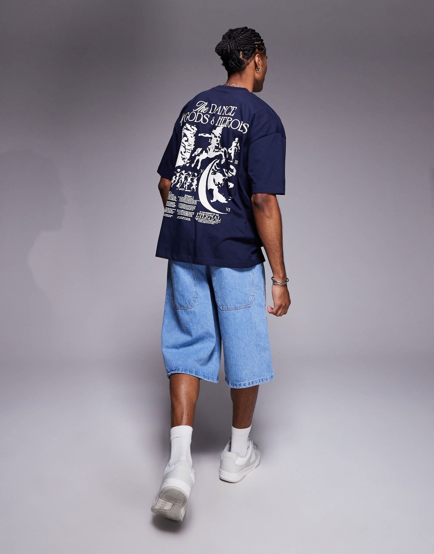 ASOS DESIGN oversized t-shirt with back graphic in navy