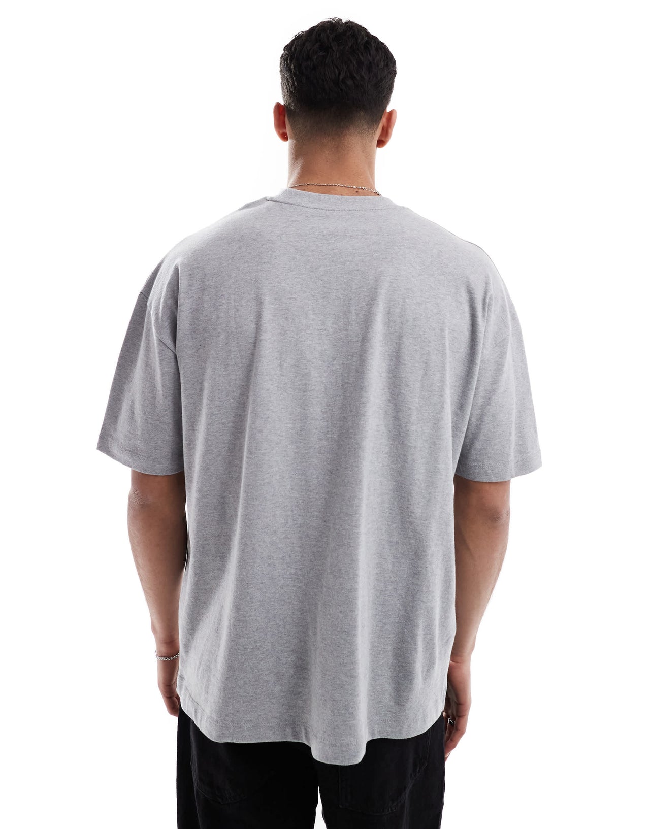 ASOS DESIGN oversized t-shirt with varsity front graphic in grey marl