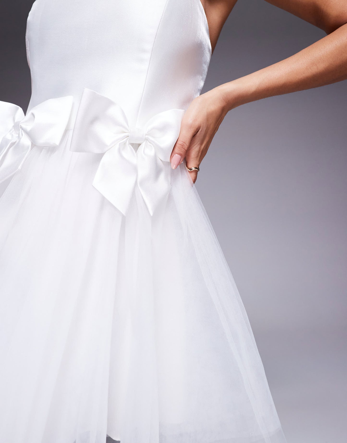 Forever New Bridal bow tulle mini dress in ivory