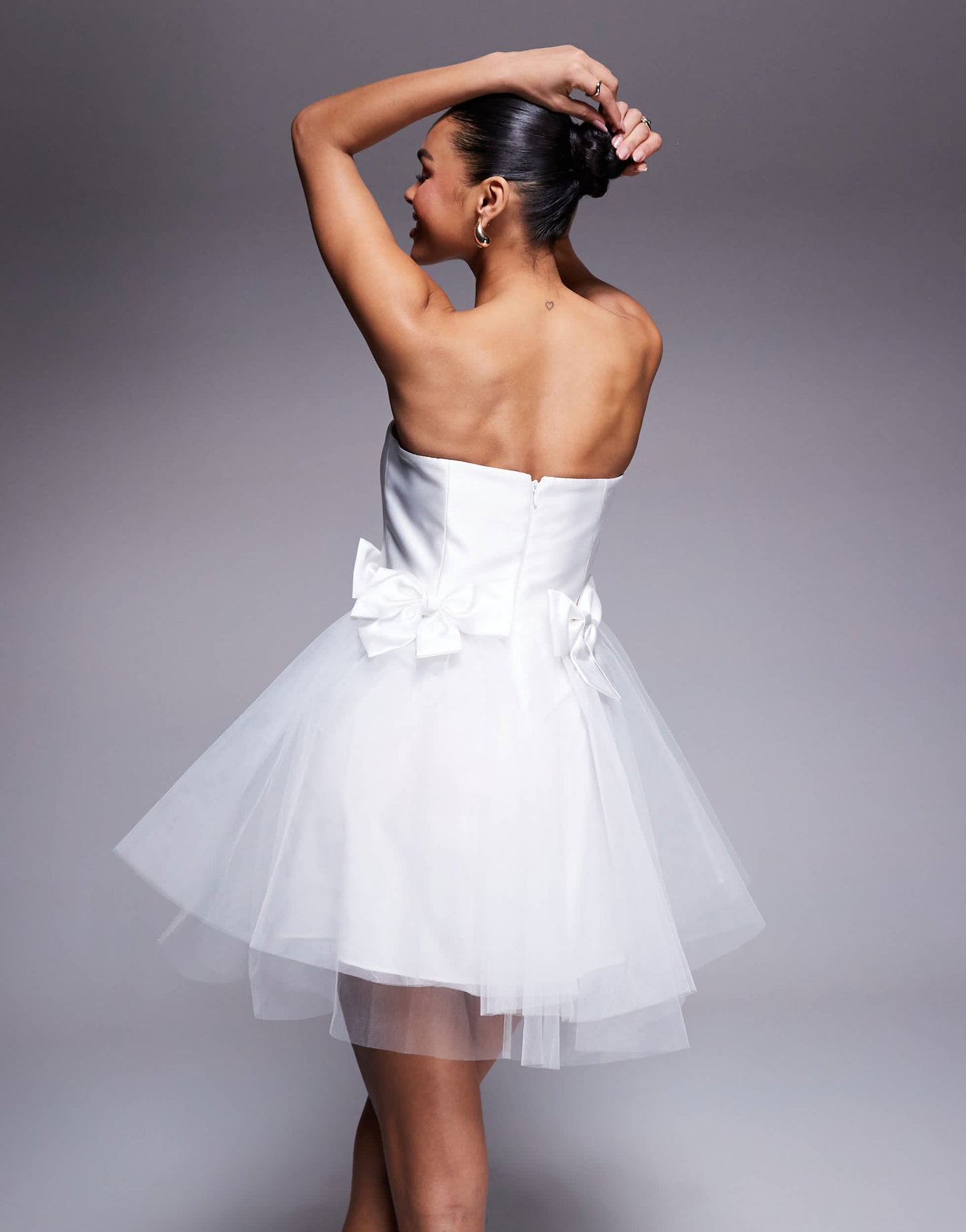 Forever New Bridal bow tulle mini dress in ivory