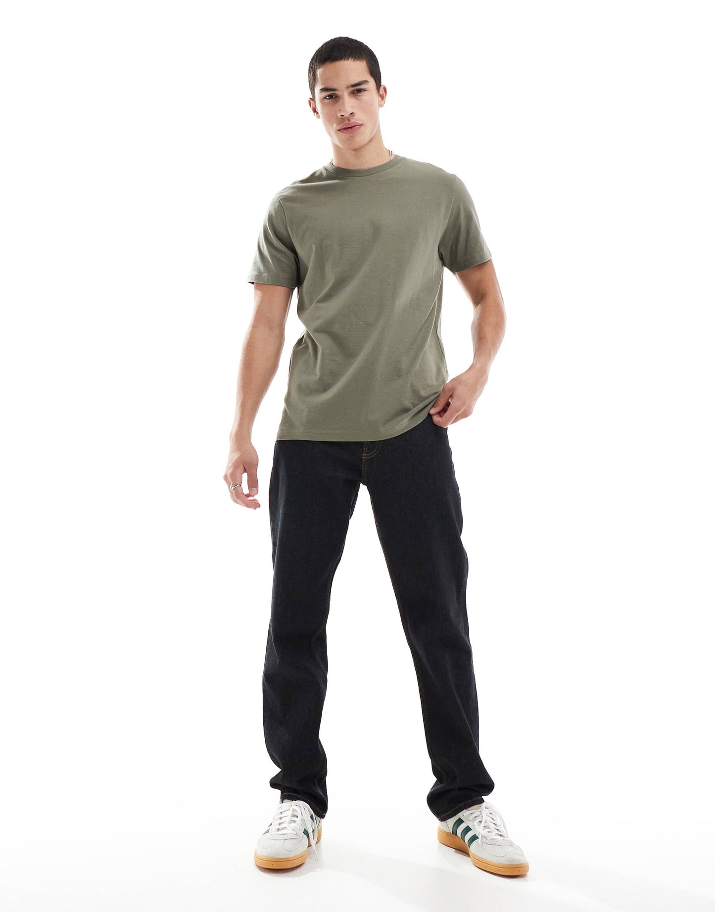 ASOS DESIGN essentials 2 pack crew neck t-shirts in khaki and black