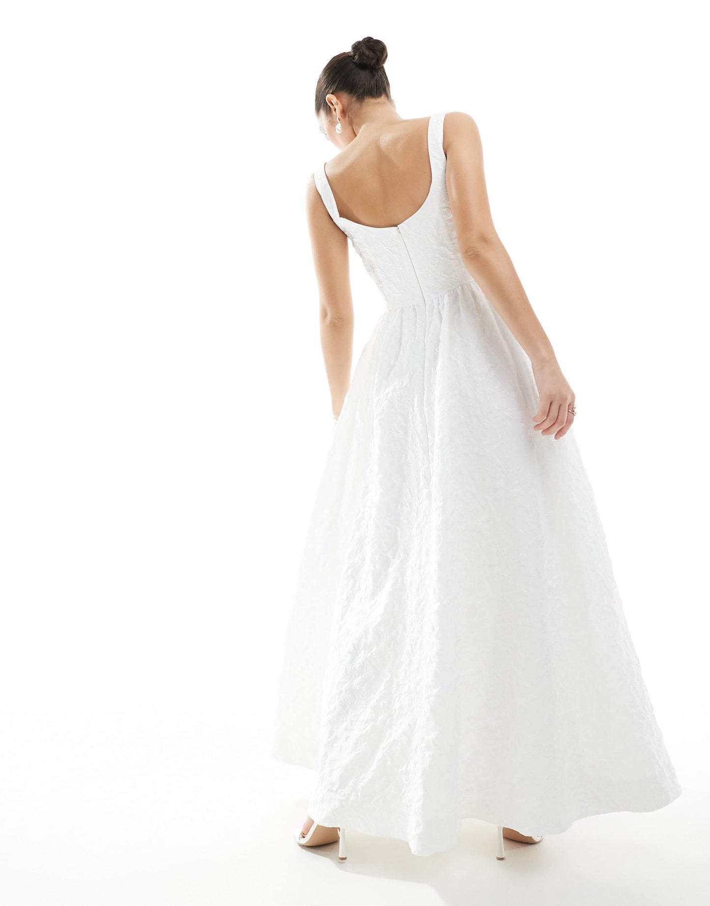Ever New Bridal drop hem jacquard maxi dress in ivory