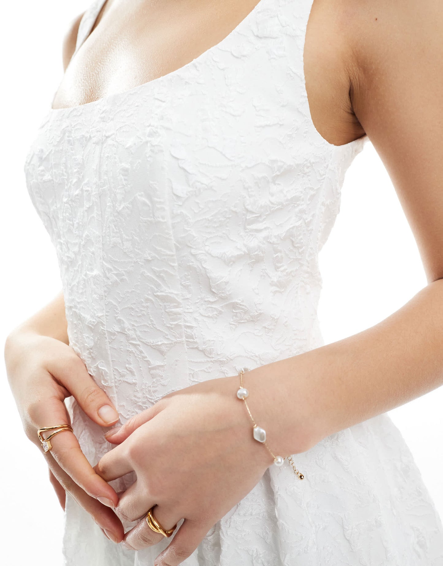 Ever New Bridal drop hem jacquard maxi dress in ivory