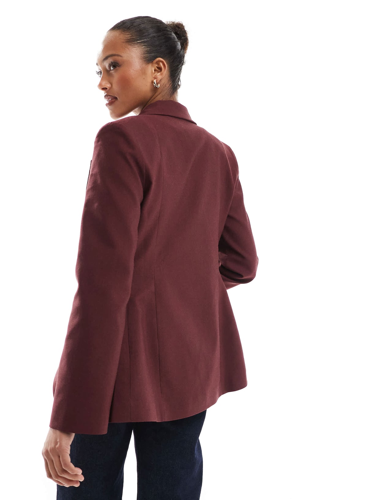 ASOS DESIGN wrap front blazer in burgundy