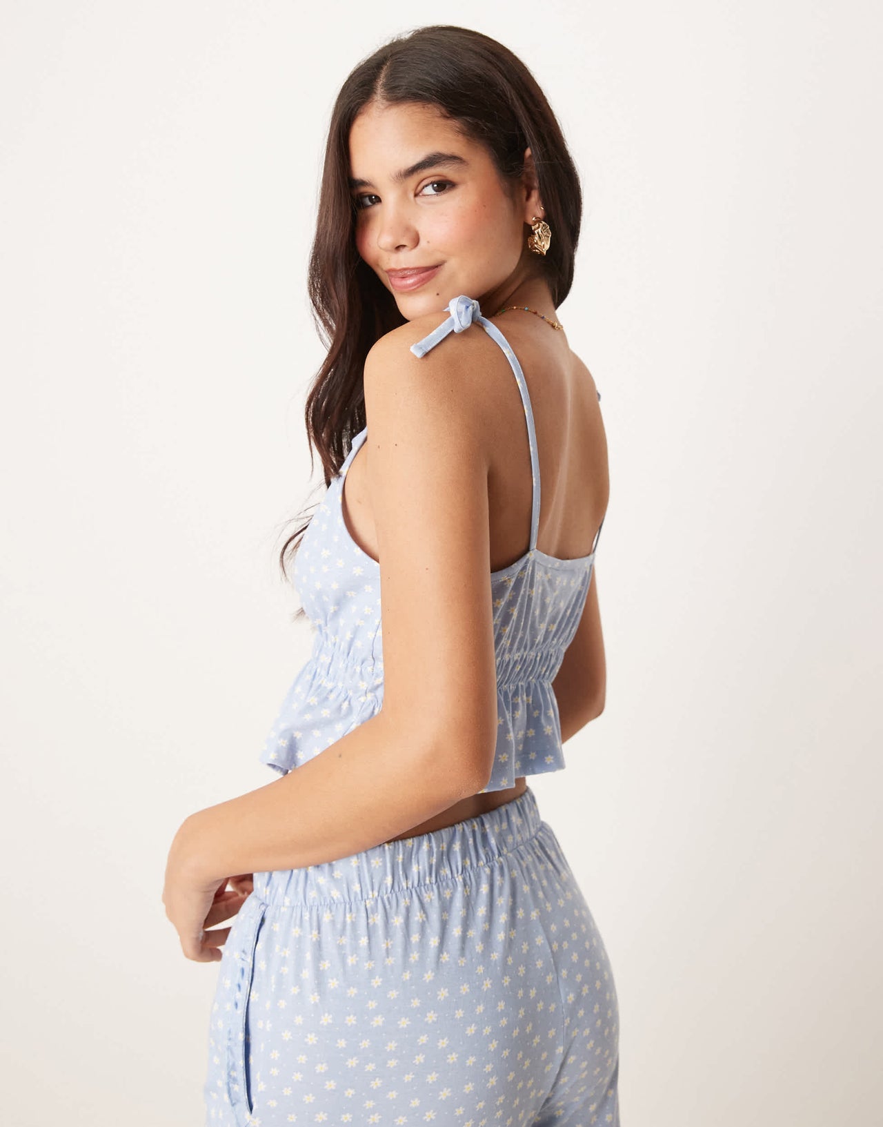 ASOS DESIGN mix & match cami pyjama top in blue daisy print