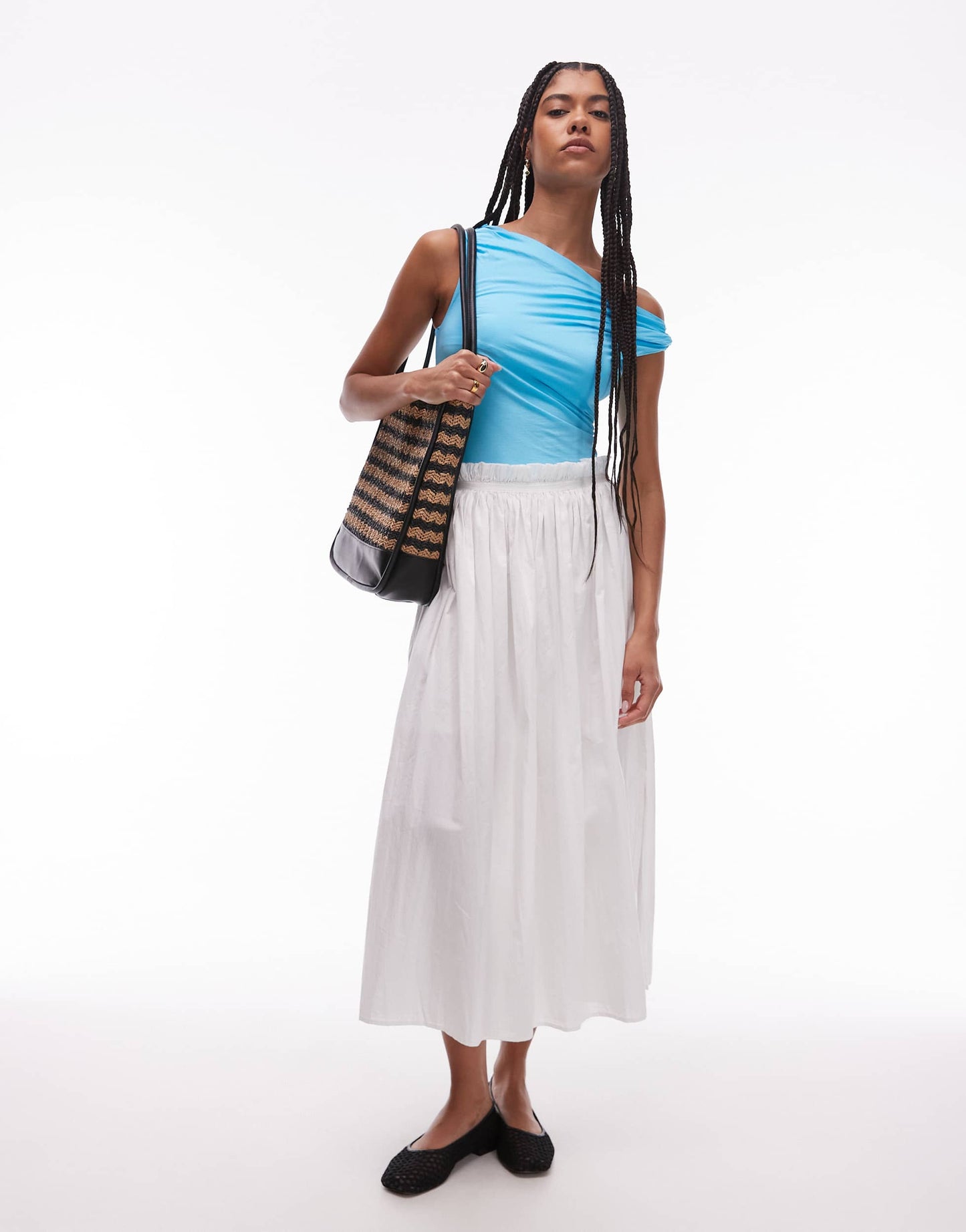 Topshop asymmetric twist detail top in blue