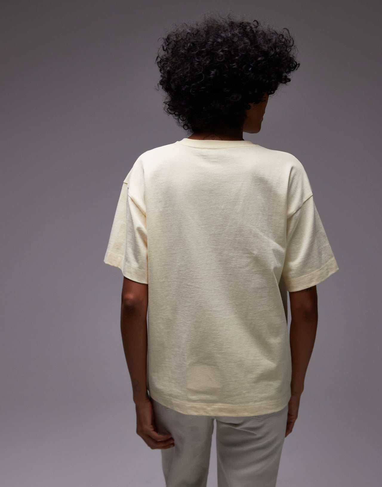 Topshop cutwork limoncello oversized tee in buttermilk