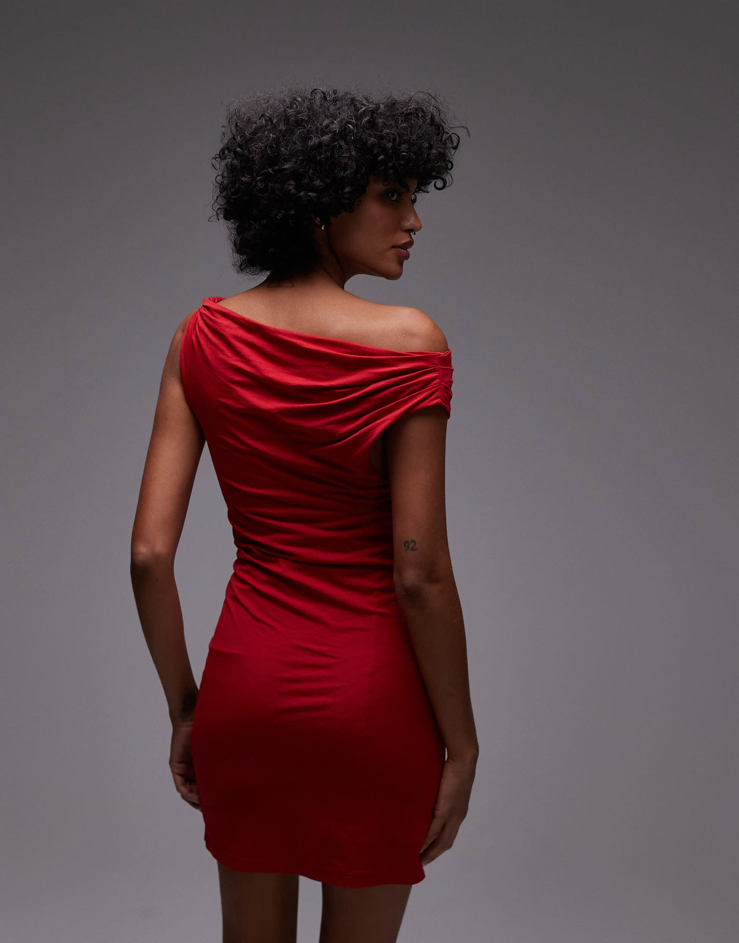 Topshop asymmetric twist detail mini dress in red