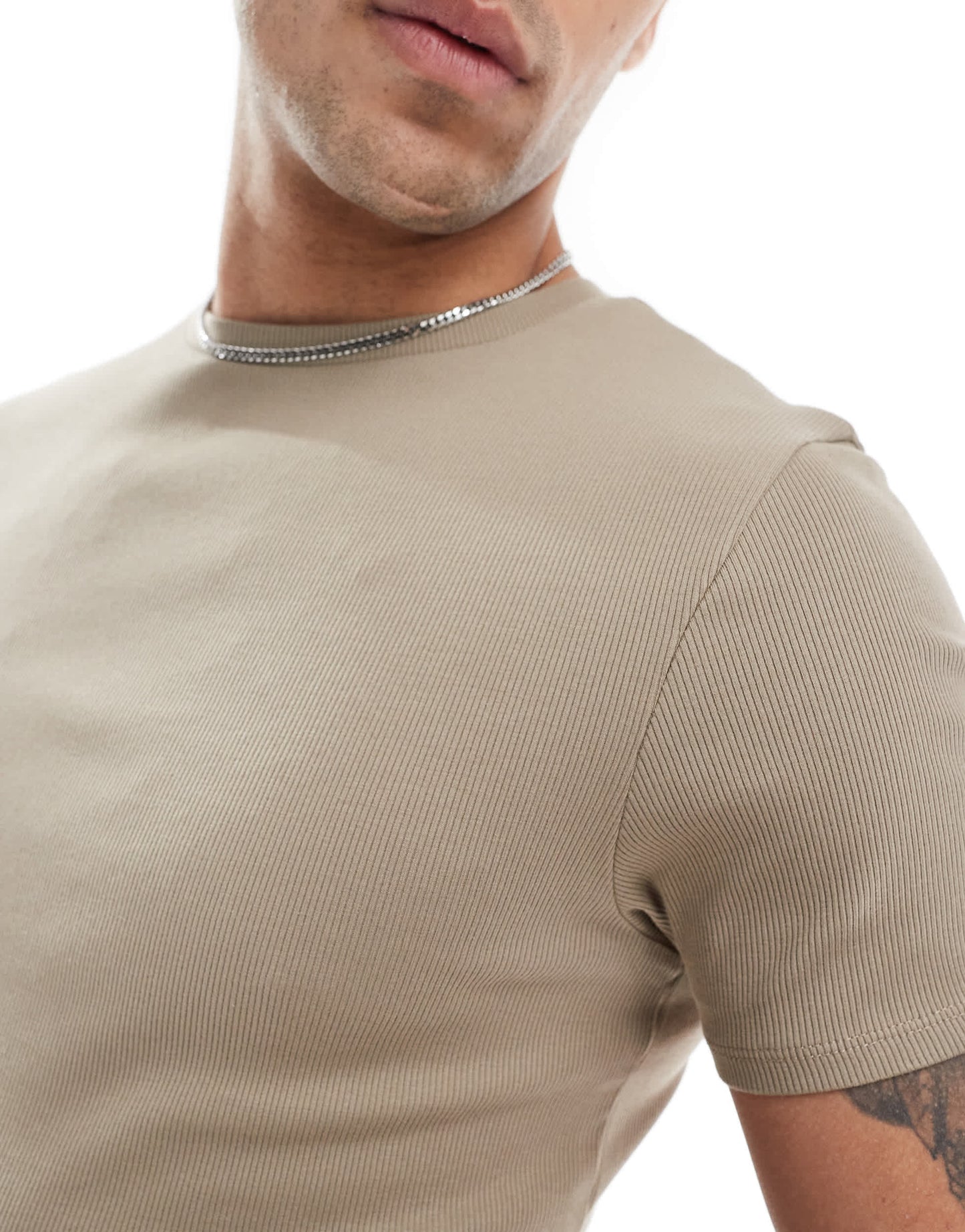 ASOS DESIGN Essentials muscle fit t-shirt in stone rib