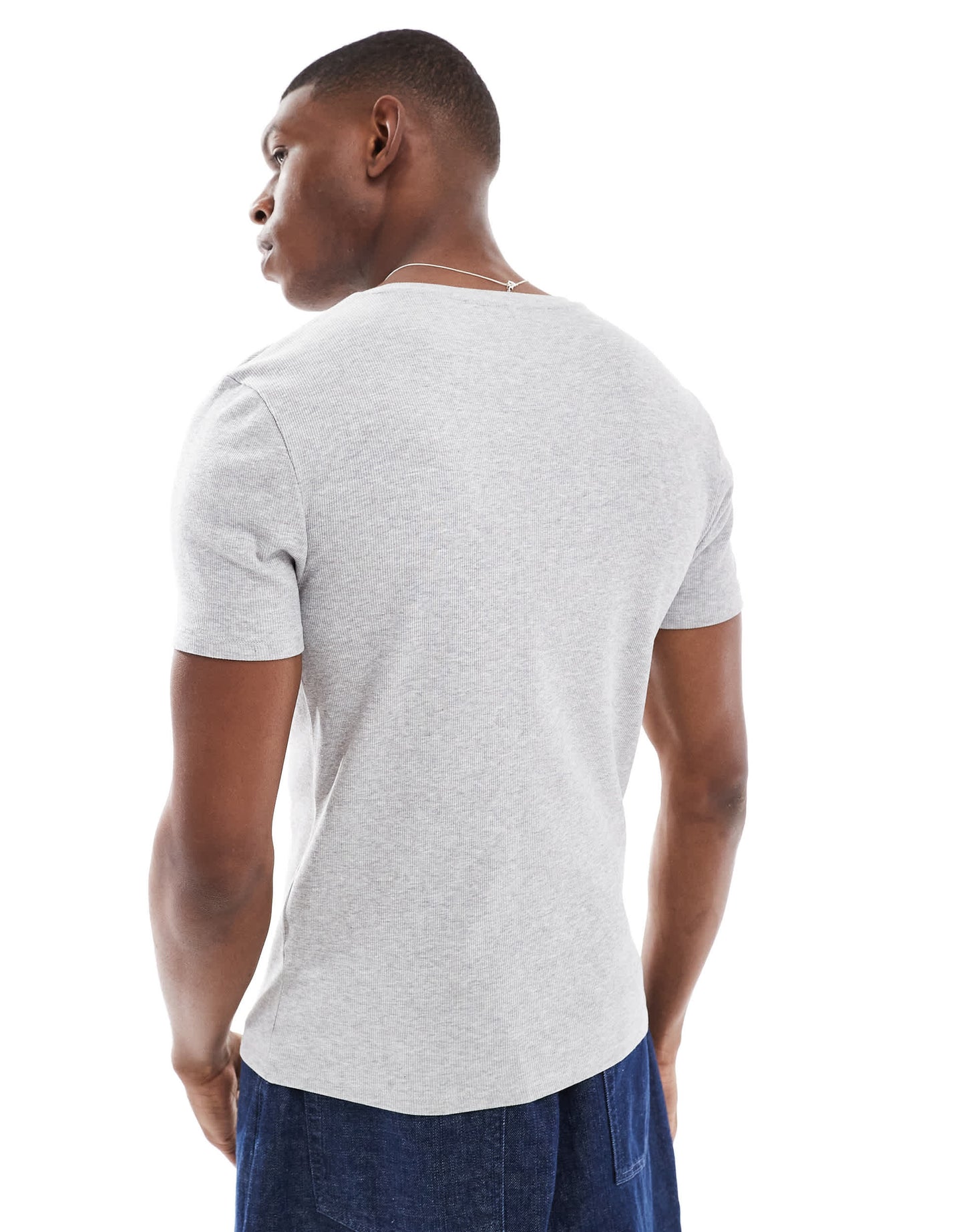 ASOS DESIGN Essentials muscle fit t-shirt in grey marl rib