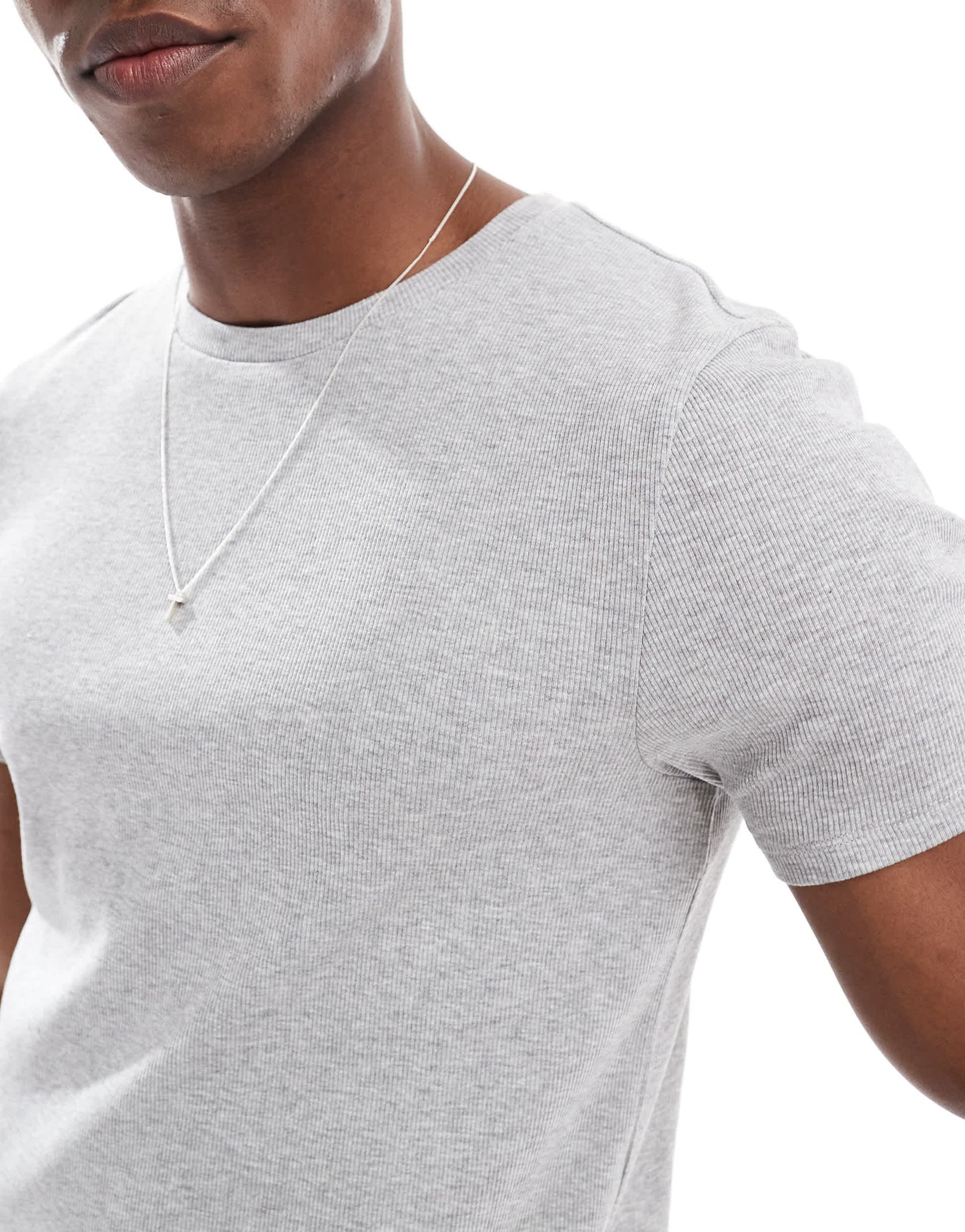 ASOS DESIGN Essentials muscle fit t-shirt in grey marl rib
