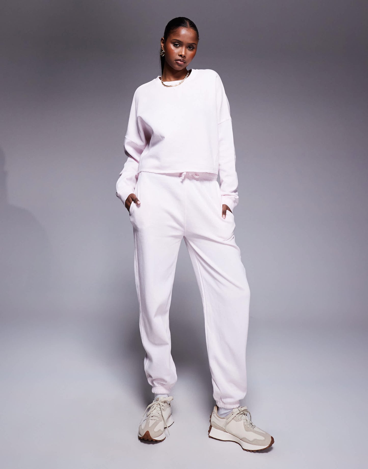 River Island chopped sweatshirt light pink
