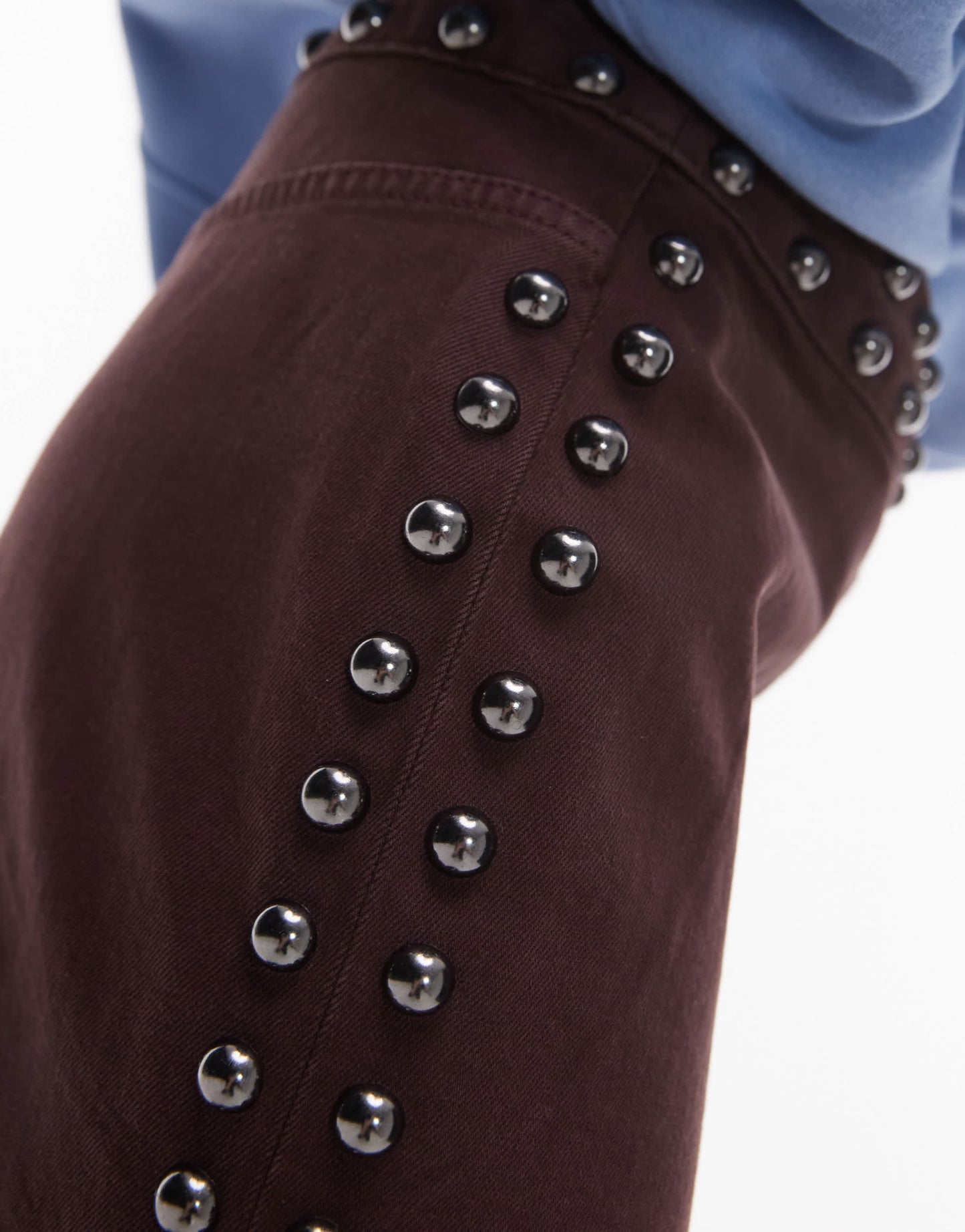 & Other Stories studded coated mini skirt in brown