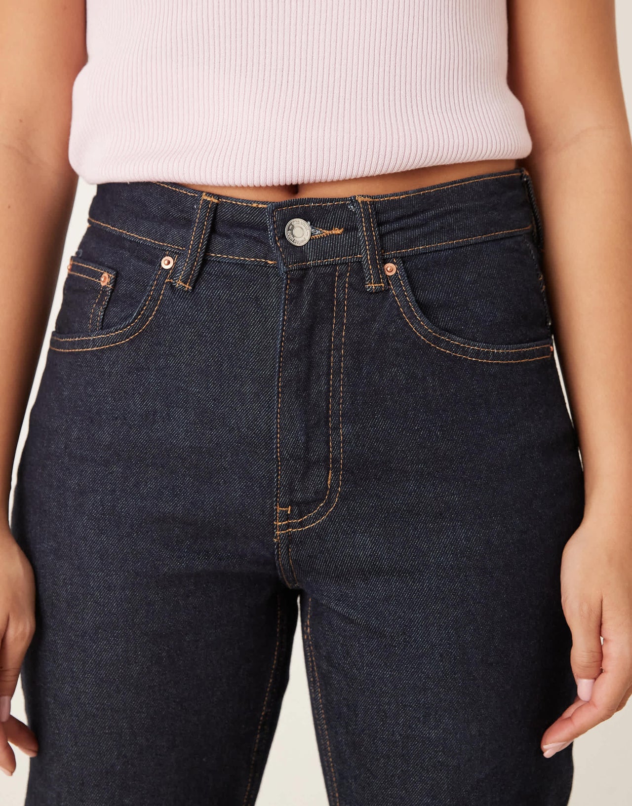 Gina Tricot co-ord mid rise relaxed straight leg jeans in rinse wash indigo