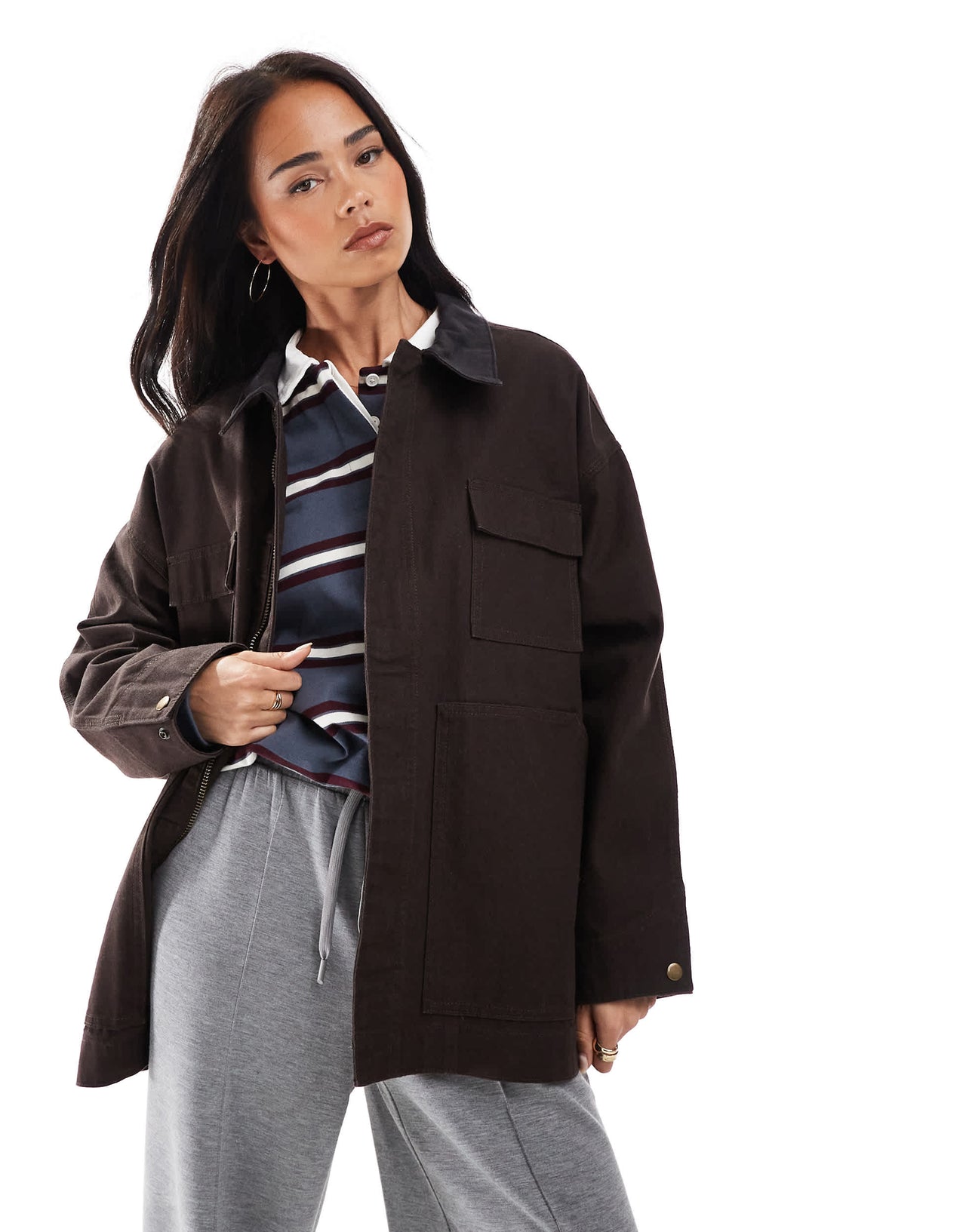 Stradivarius STR barn jacket in brown