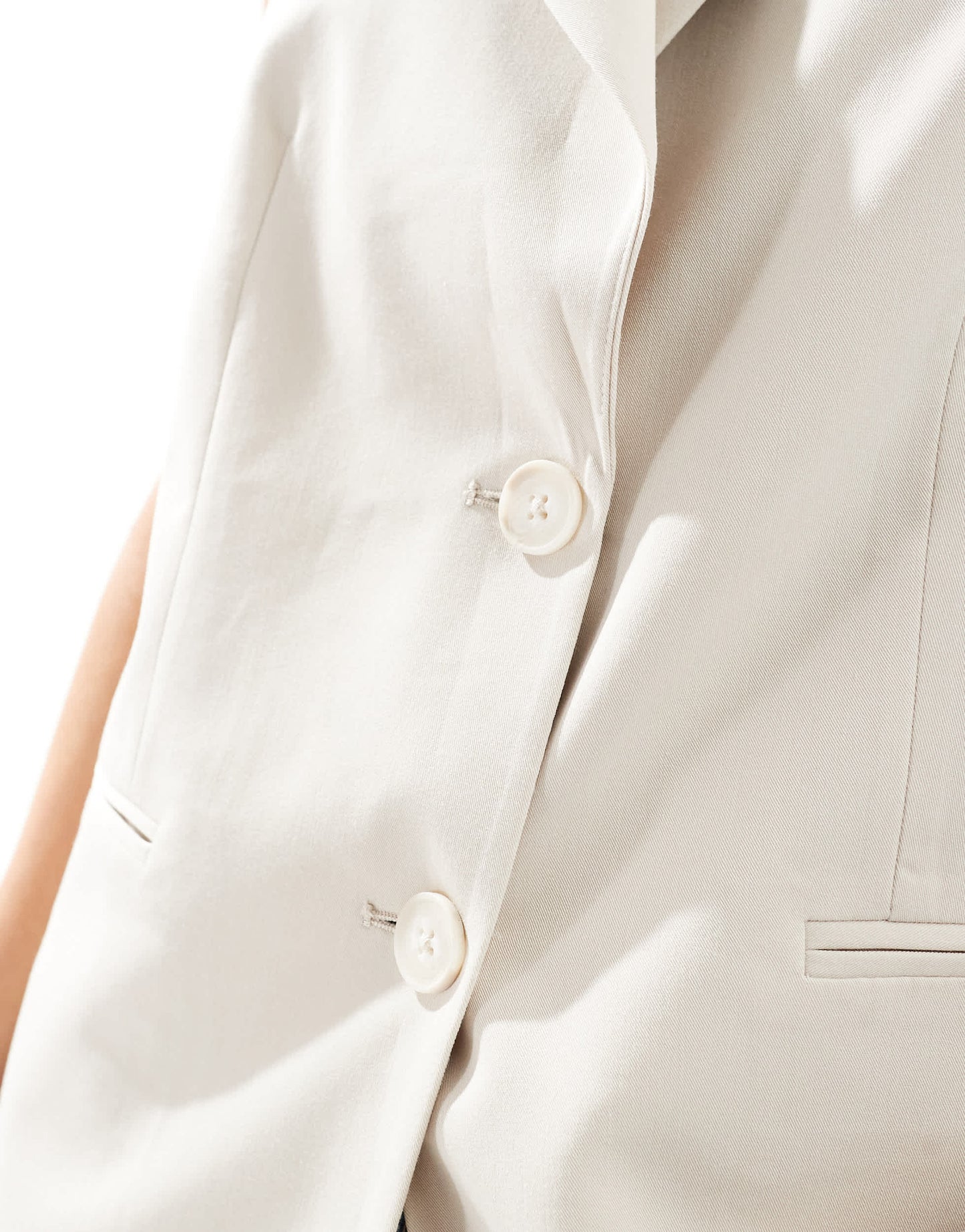 Stradivarius longline waistcoat in ecru