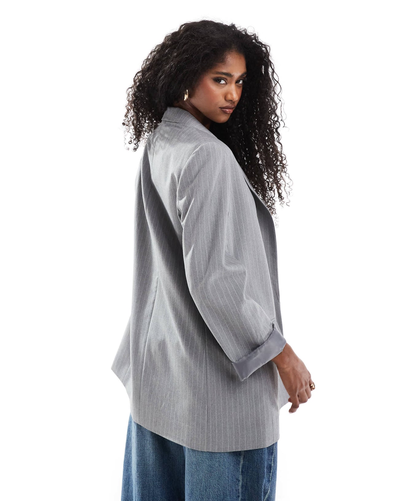 Stradivarius blazer in grey pinstripe