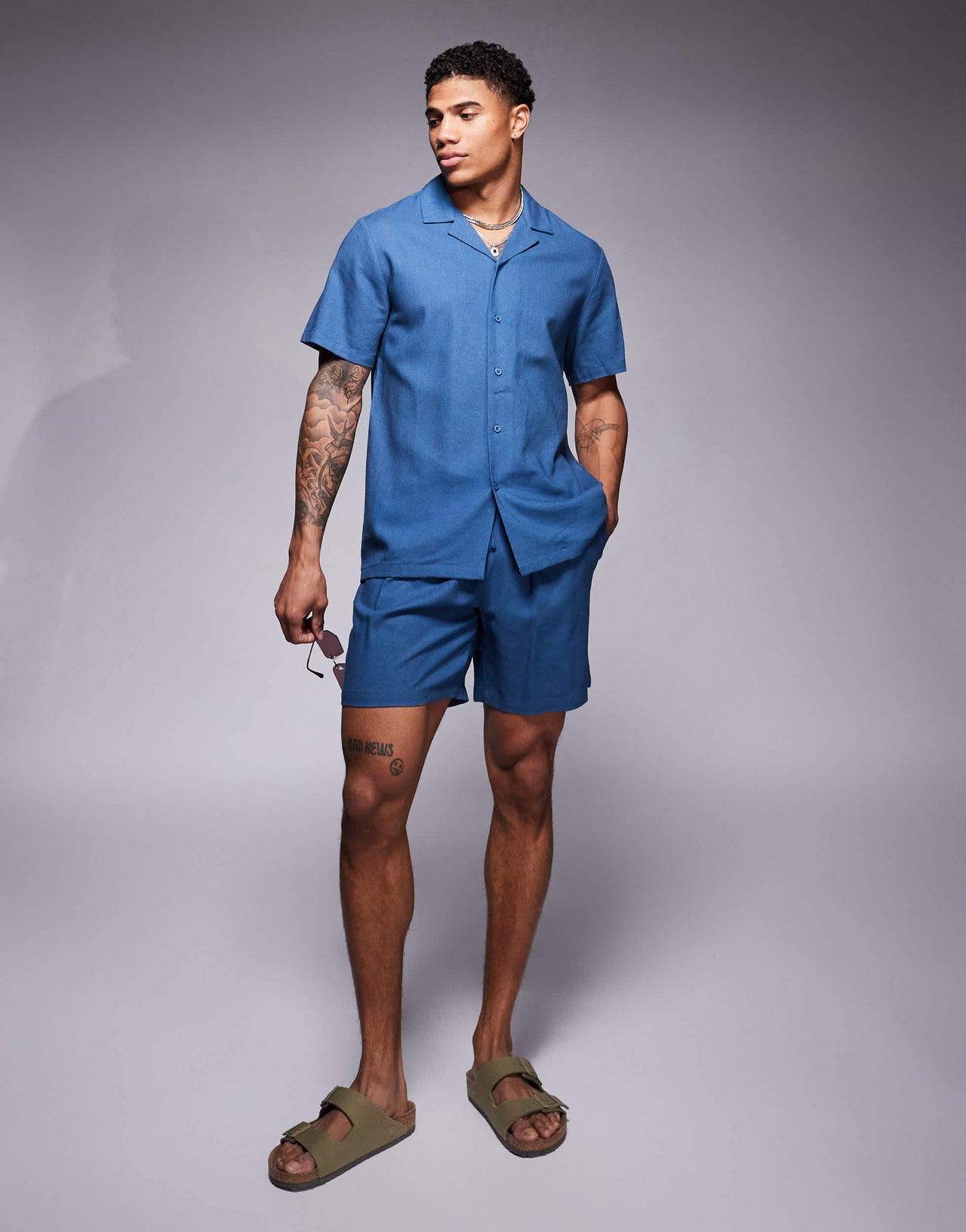 South Beach drawstring beach shorts in navy blue