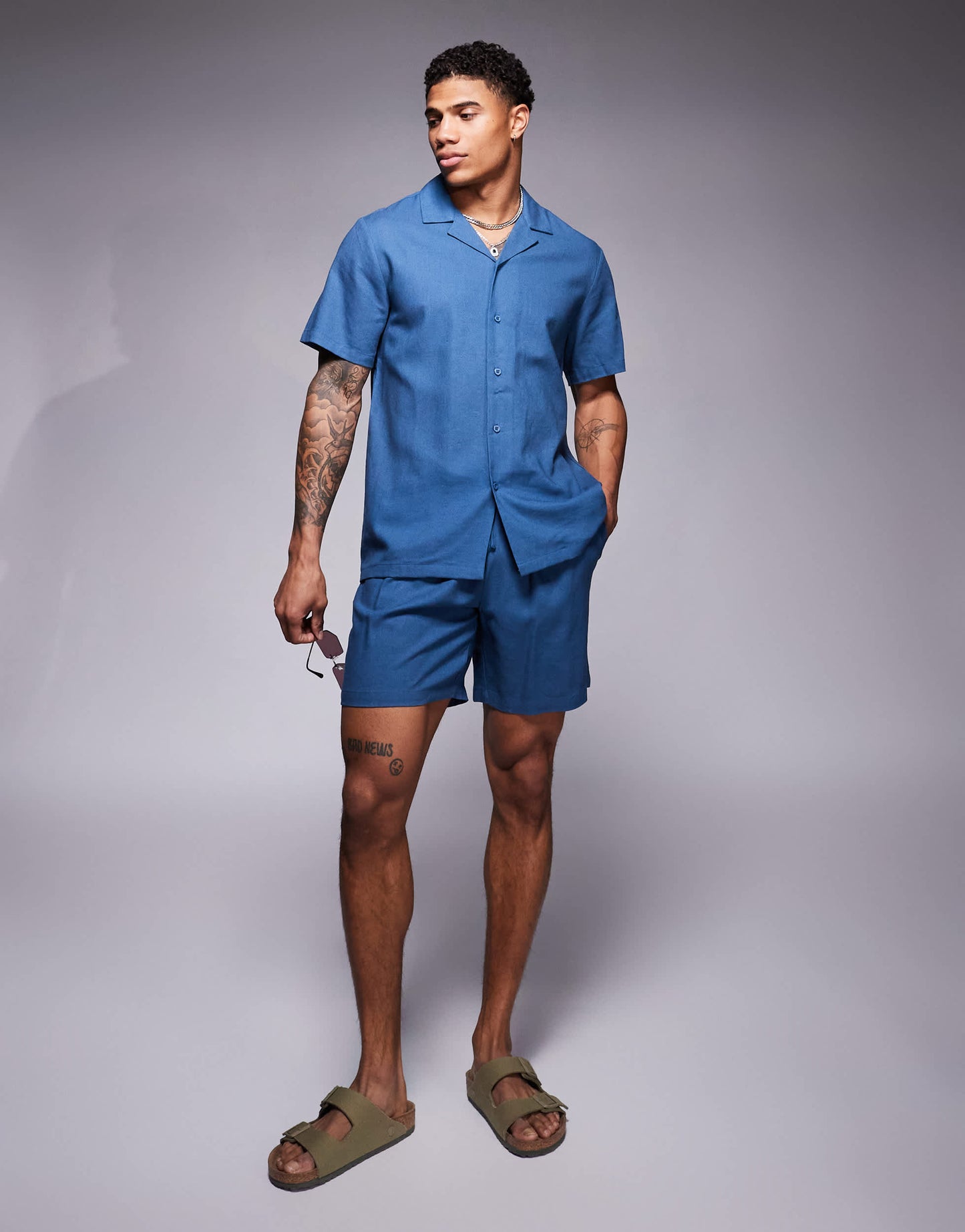 South Beach drawstring beach shorts in navy blue