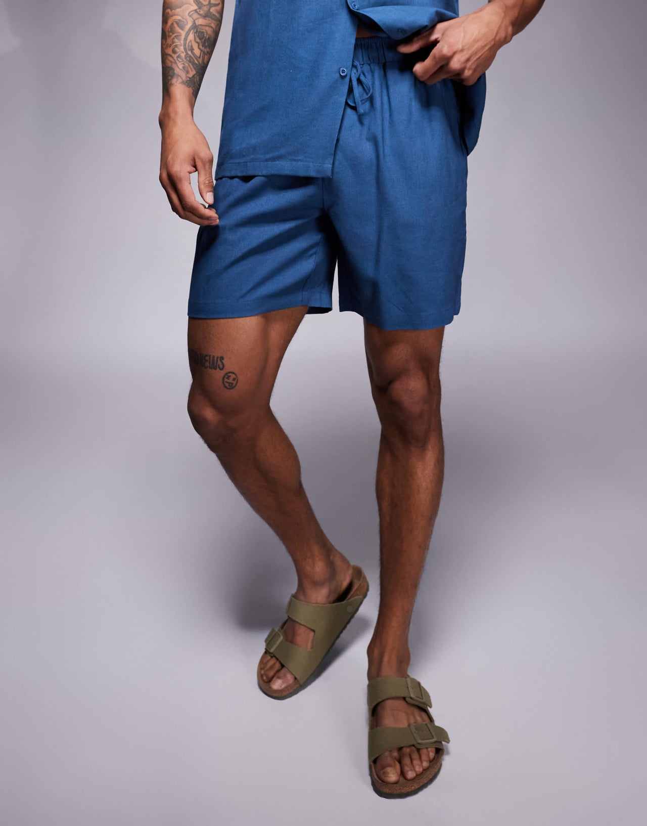 South Beach drawstring beach shorts in navy blue