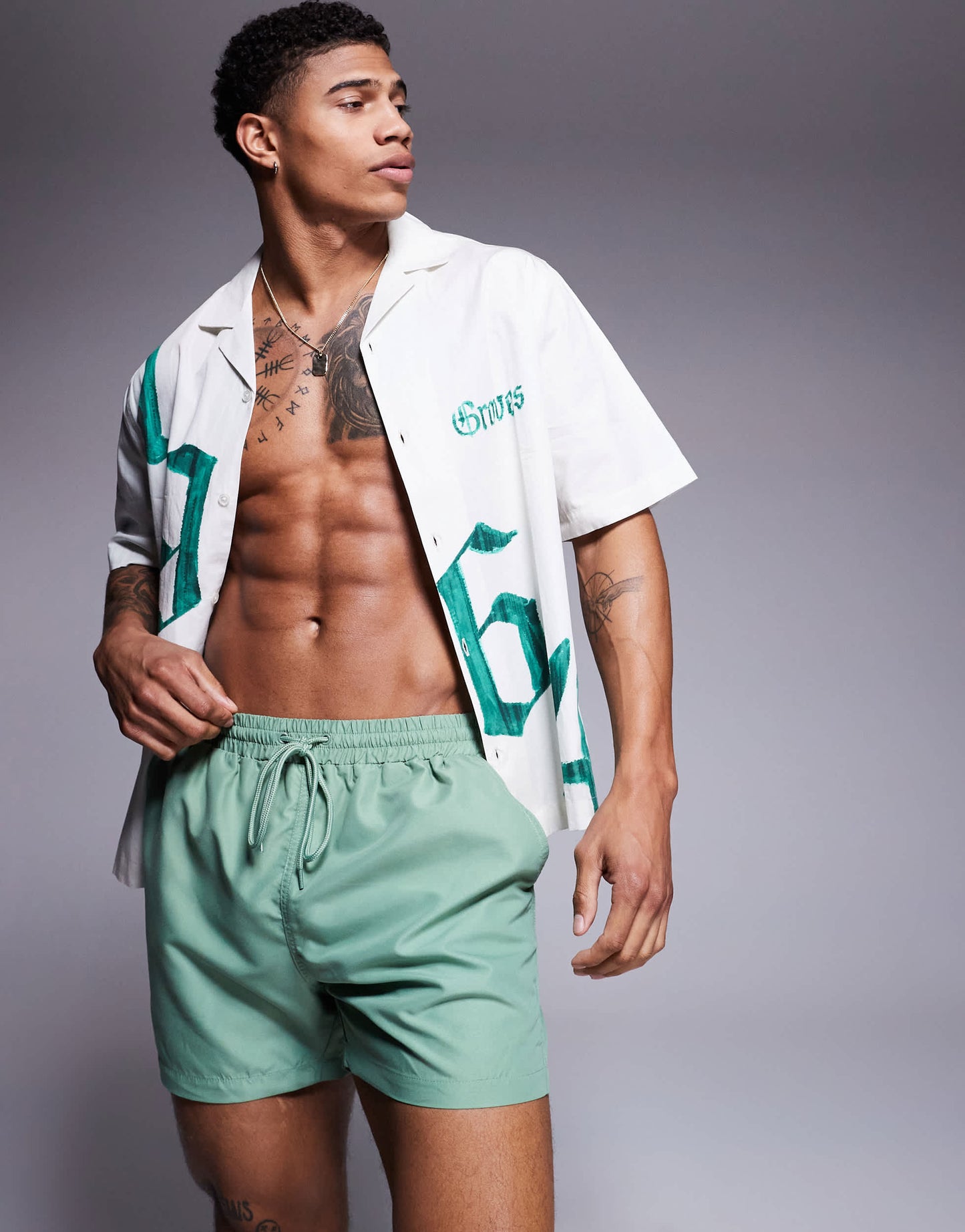 South Beach plain swim short in green