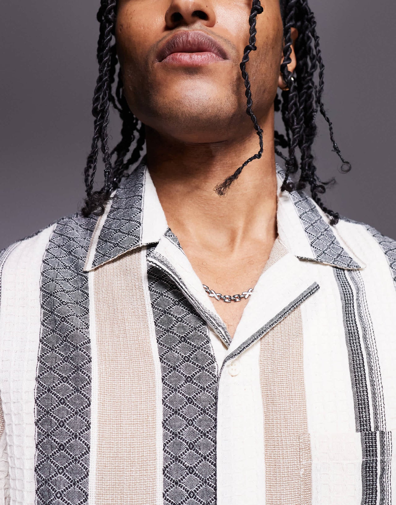 South Beach textured short sleeve beach shirt in multi stripe