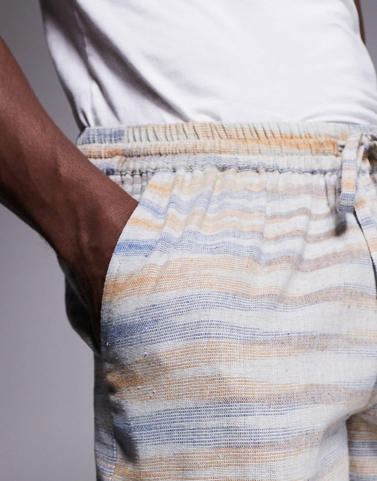 South Beach drawstring beach shorts in neutral stripe
