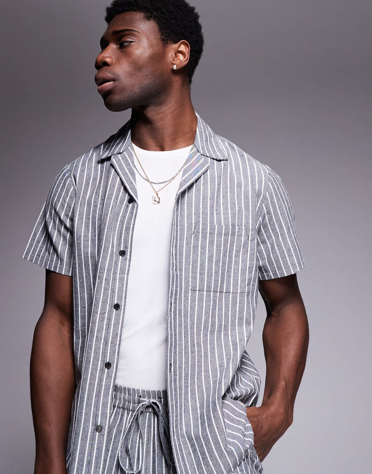 South Beach short sleeve beach shirt in monochrome