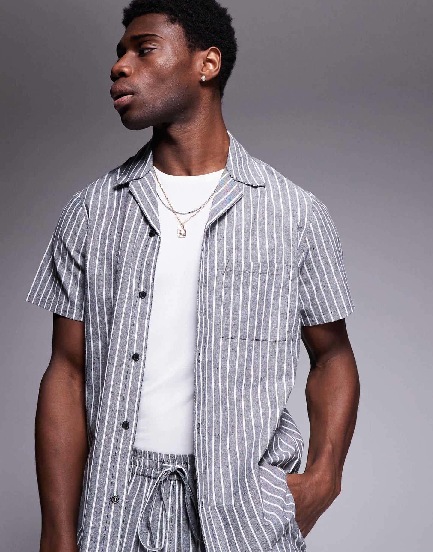 South Beach short sleeve beach shirt in monochrome