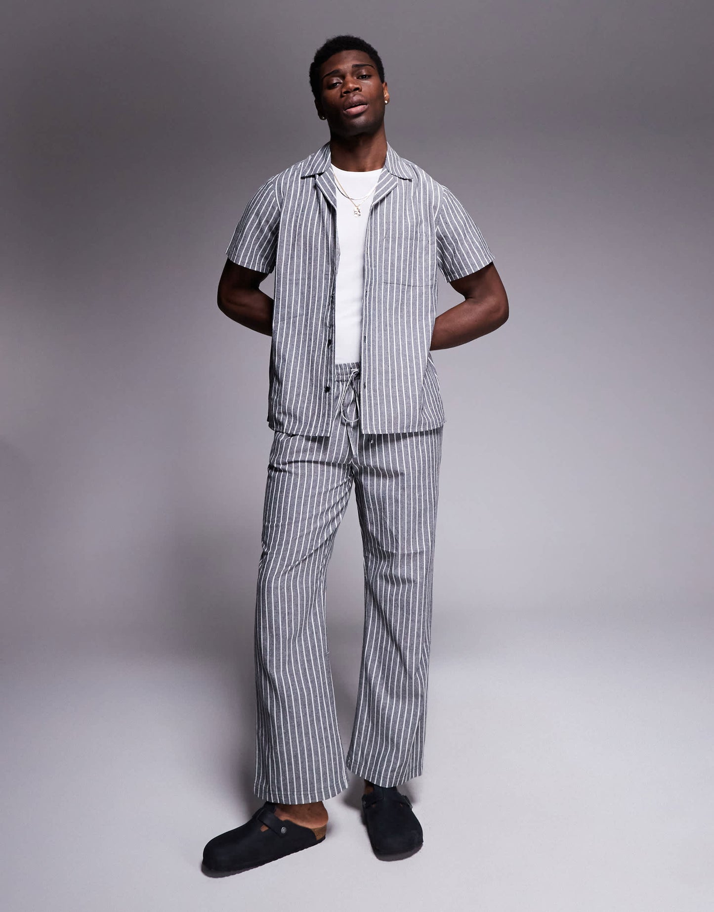 South Beach short sleeve beach shirt in monochrome