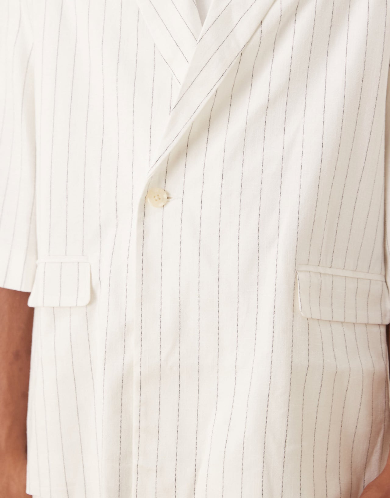 ASOS DESIGN linen mix slouchy oversized suit jacket in white pinstripe