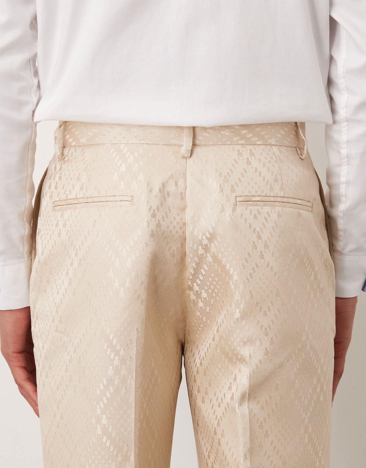 ASOS DESIGN straight leg suit trousers in stone jacquard